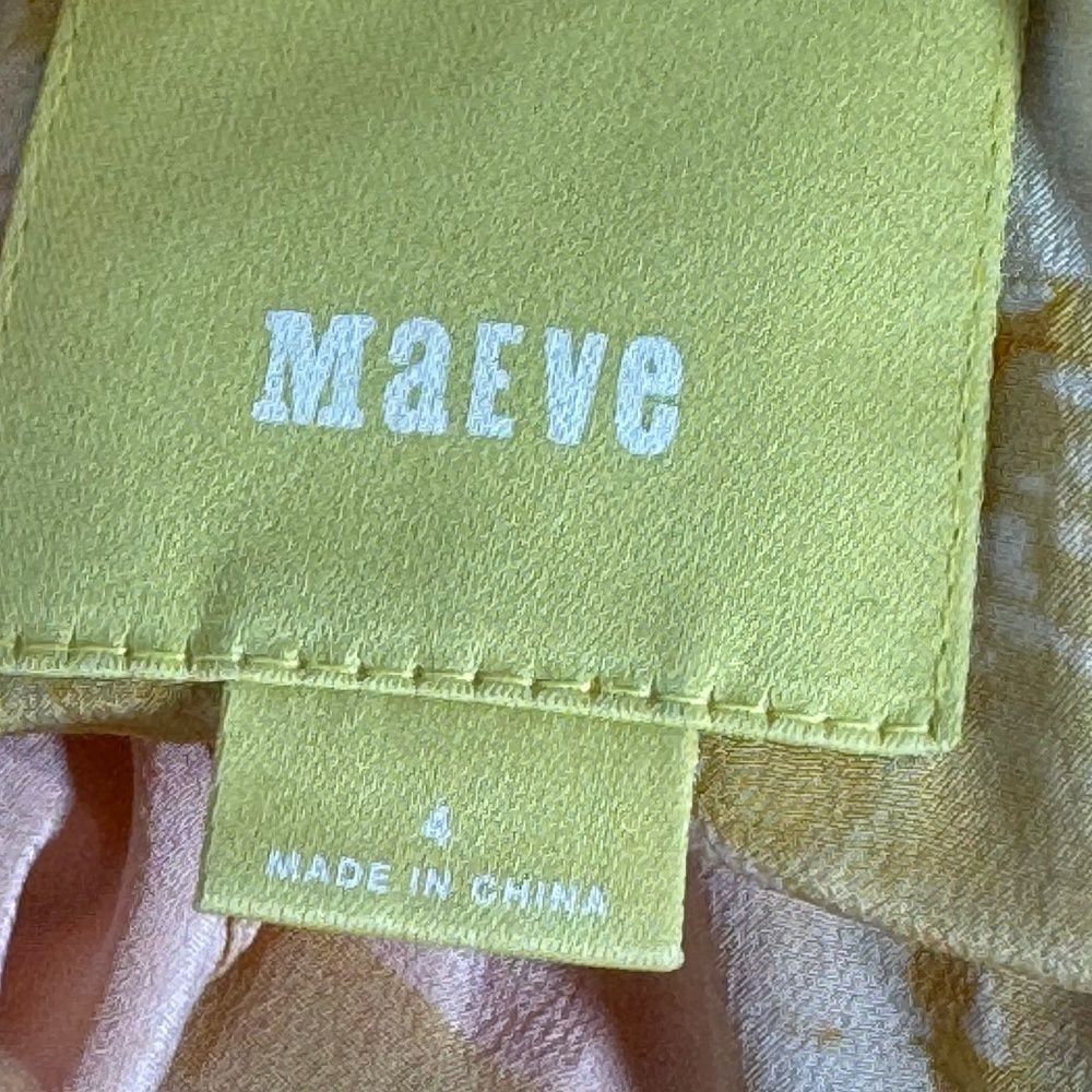 Anthropologie Maeve 100% Silk Ume Yellow Watercolor Tunic Dress Sz 4 View 6